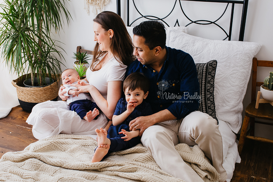 boho style newborn family photography session