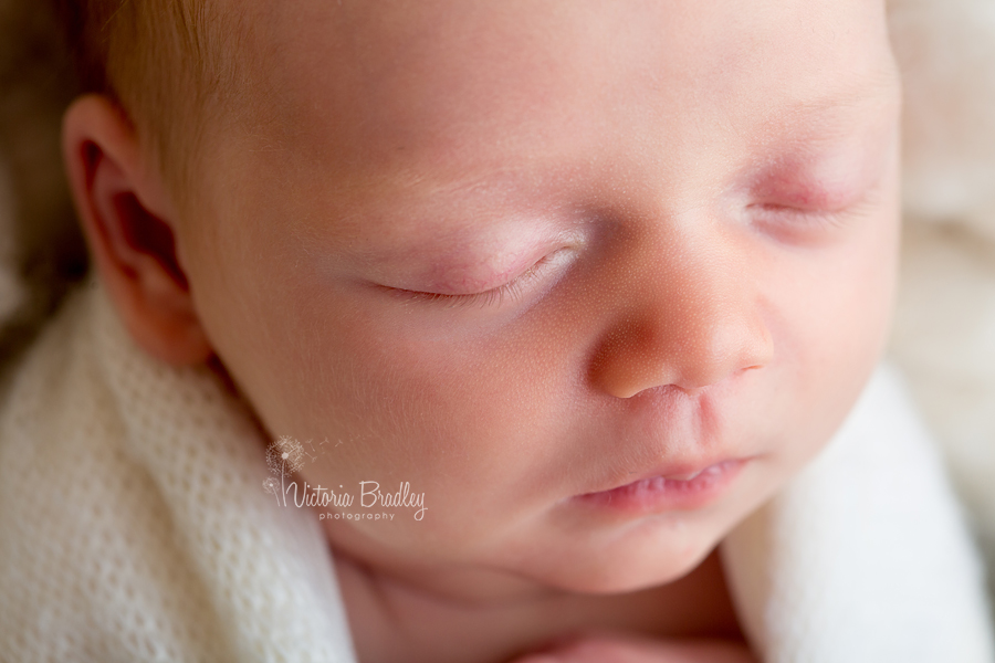 close up shot of newborn baby's face
