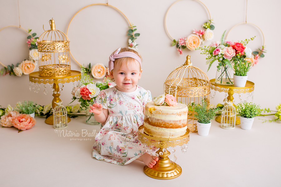 floral baby girl cake smash