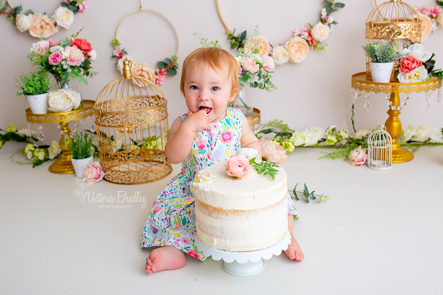 baby girl cake smash floral set, giant cake