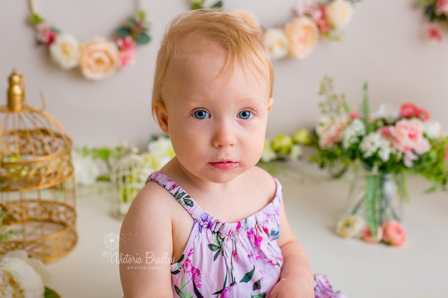 floral baby cake smash, floral dress