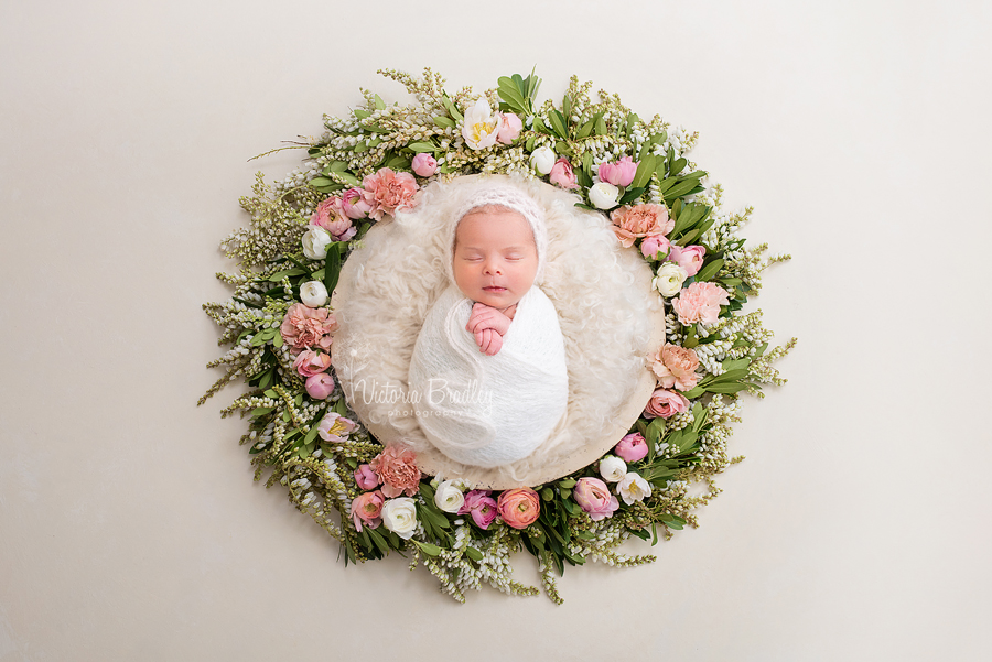 newborn baby photography baby is flower basket