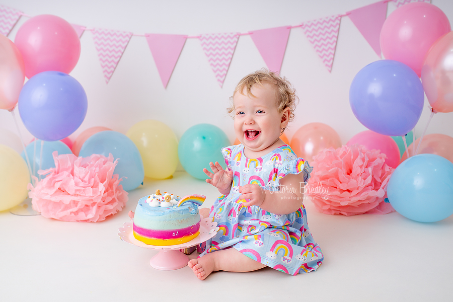 macaroon pastel cake smash baby girl rainbow cake