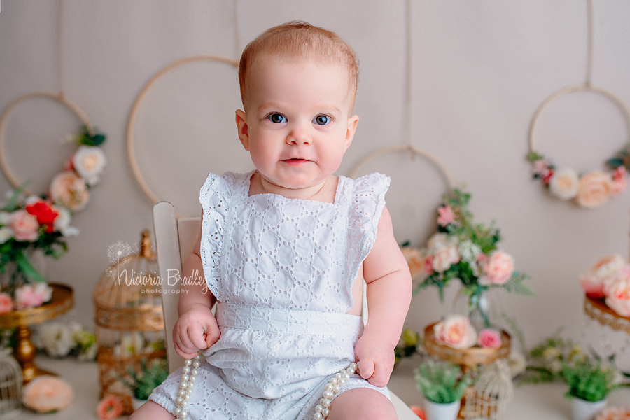 baby girl cake smash floral hoops