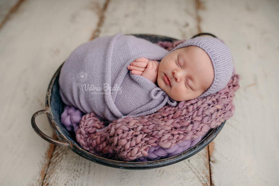 wrapped newborn photography in lilac