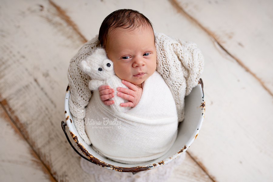 wrapped awake newborn