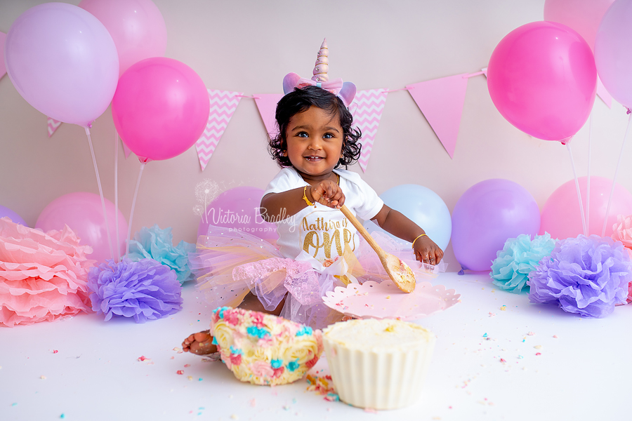 baby girl unicorn cake smash theme