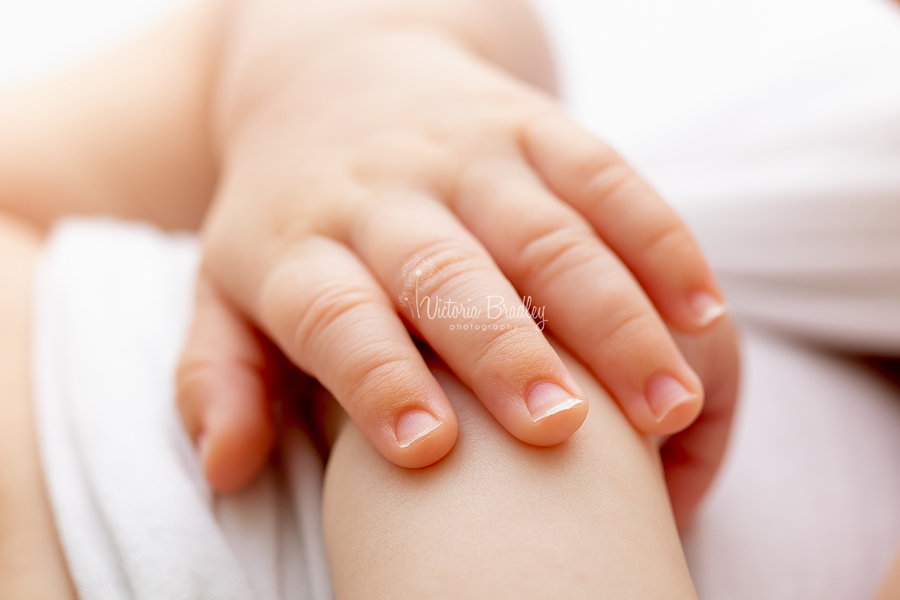 close up macro of newborn fingers