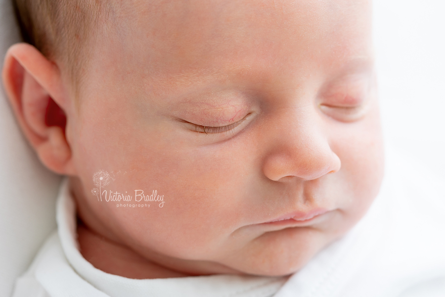 macro of newborn face