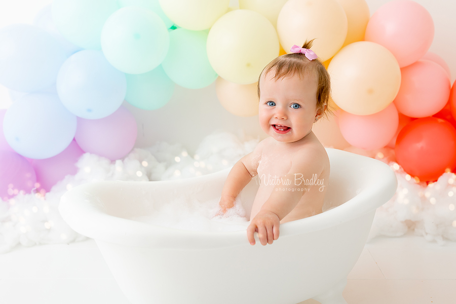 baby girl rainbow cake smash