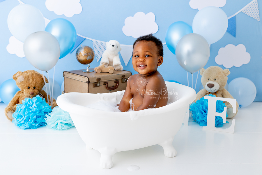 baby boy in bath tub
