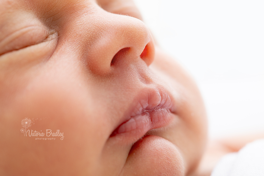 macro of newborn baby mouth