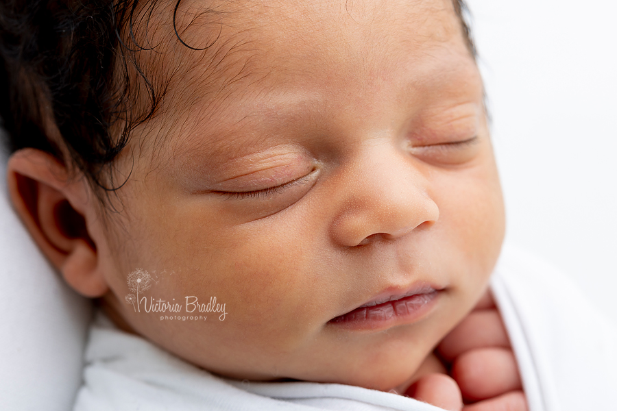 close up macro of baby face