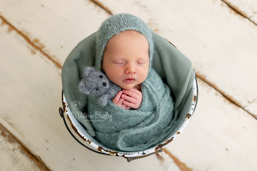 wrapped newborn sage green