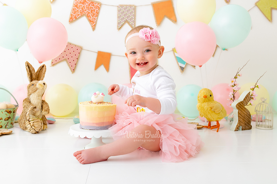 pretty pastel Easter cake smash session