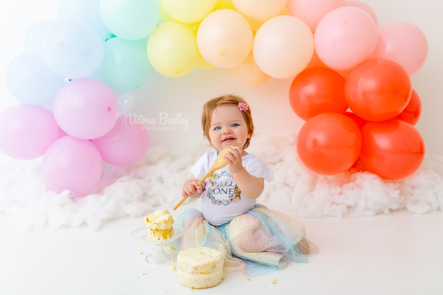 baby girl rainbow cake smash