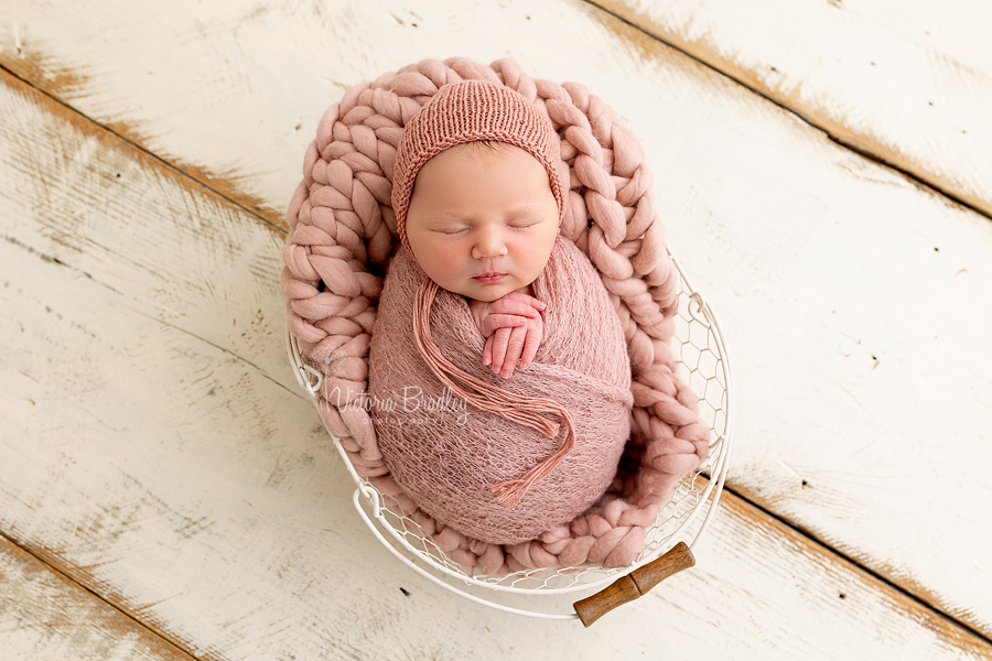 wrapped newborn dusky pink