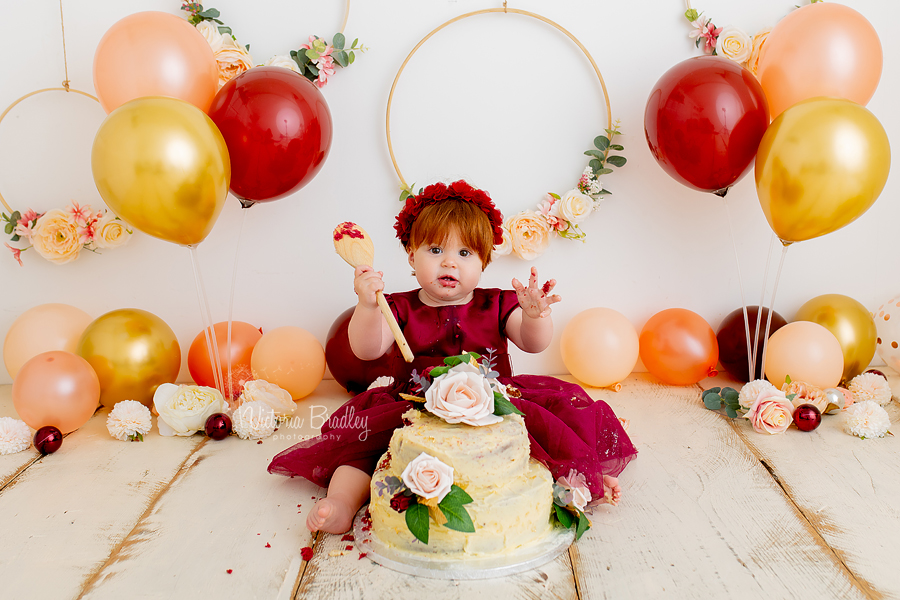 Gold Peach & Burgundy cake smash